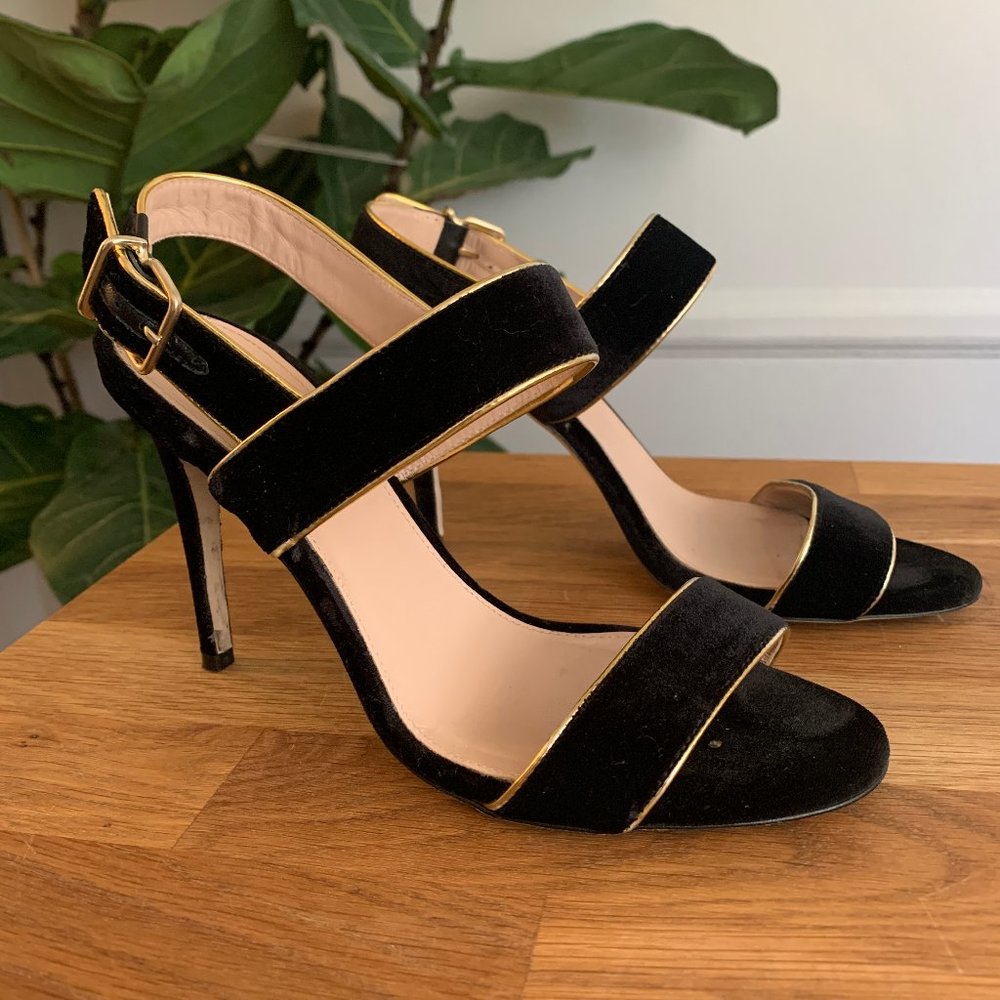 Jcrew Velvet Black Gold Heel